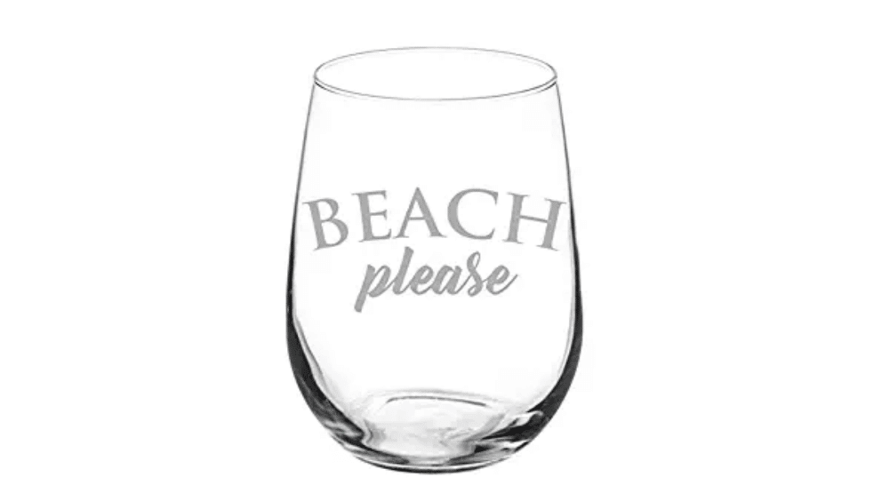 Beach Please Stemless Wine Glass