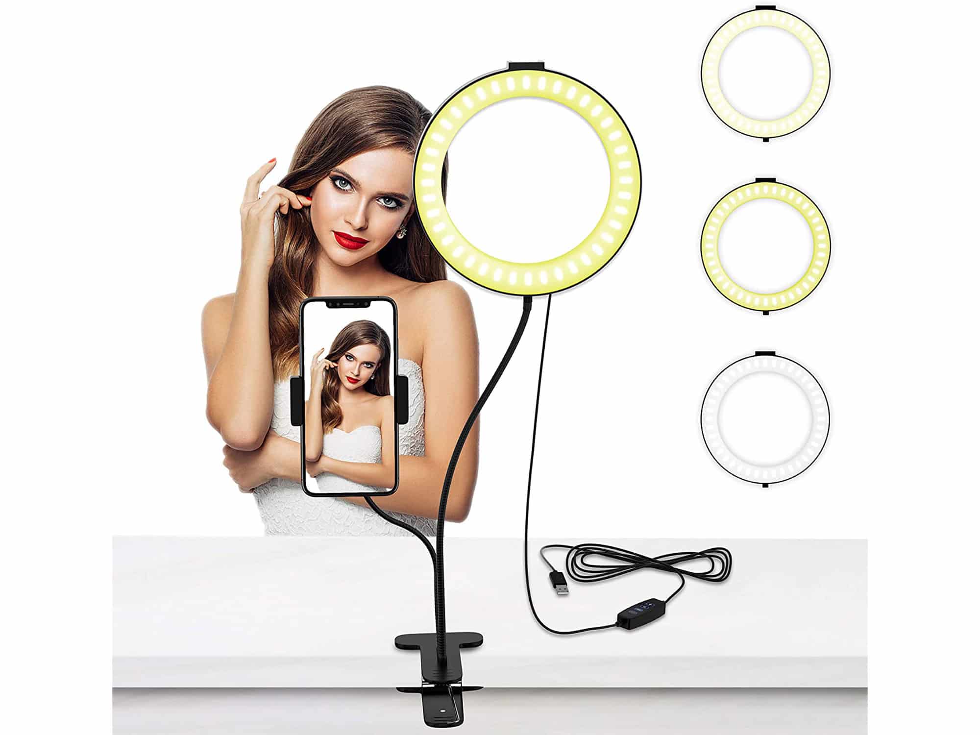 Selvim Selfie Ring Light with Cellphone Holder Stand for Live Stream & Makeup, 6