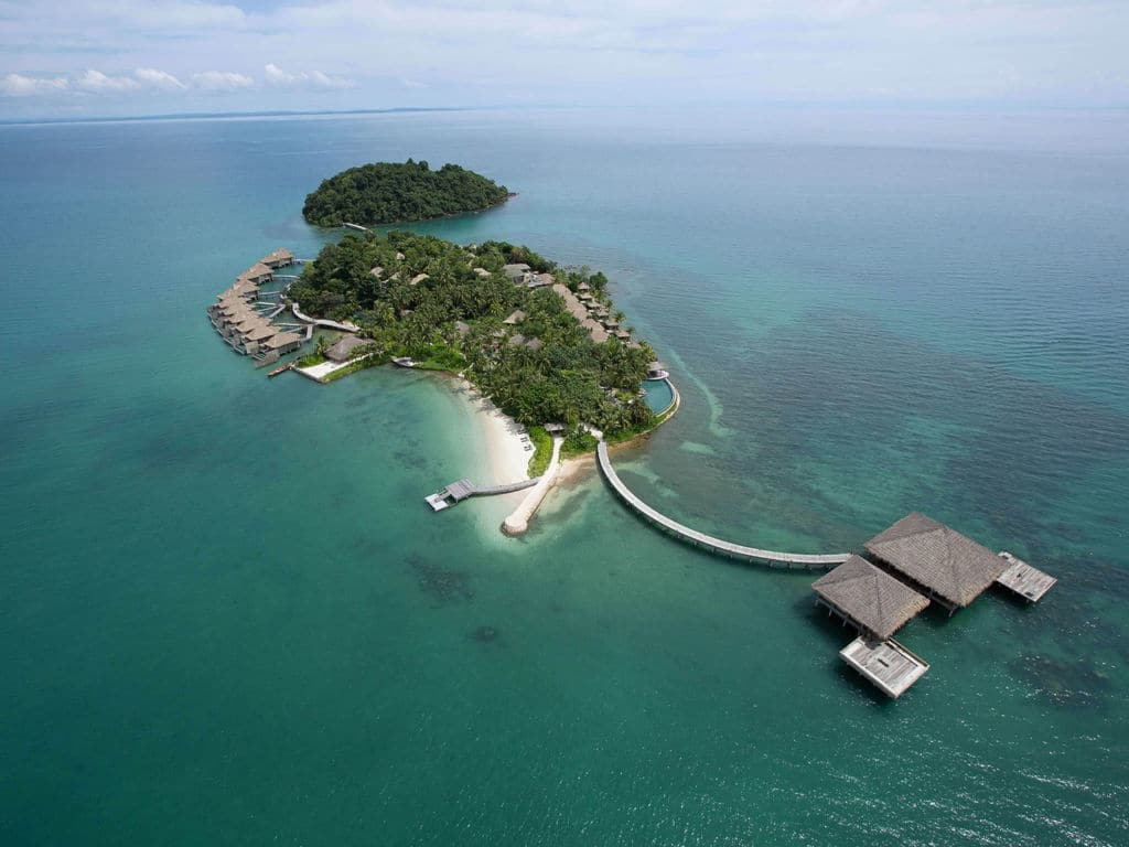 The overwater bungalows at Song Saa private island resort