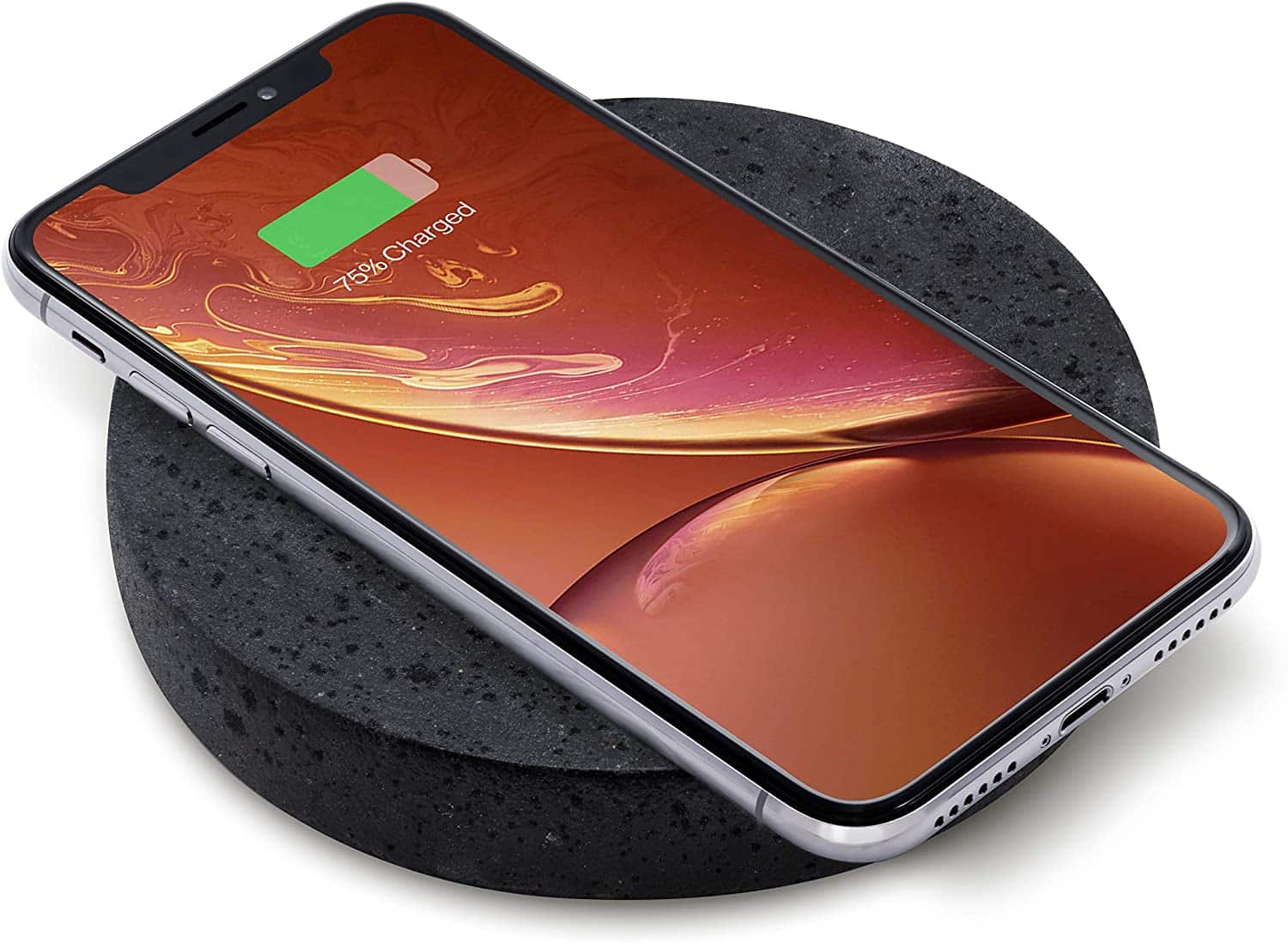 Eggtronic Wireless Charging Stone - Qi Certified 10W high Speed Charger with Built-in Durable Braided Cable for iPhone, Galaxy, Note, AirPods 2, AirPods Pro, Galaxy Buds, Pixel Buds - Lava