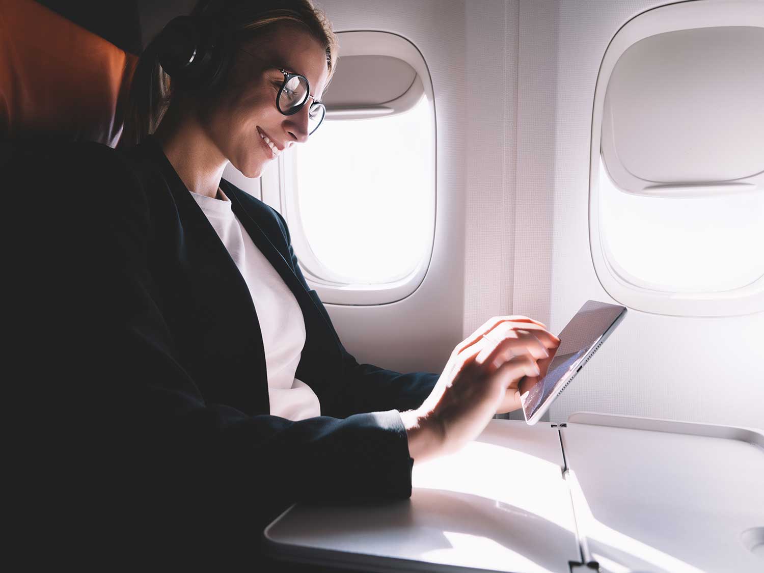 tablet on a plane