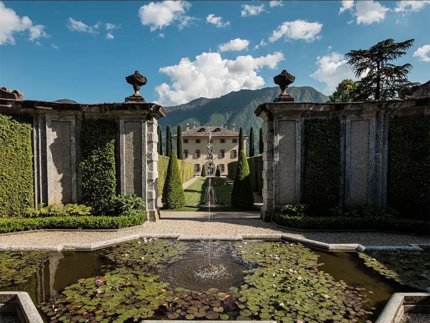 The vast, green gardens outside Villa Balbiano, the House of Gucci.