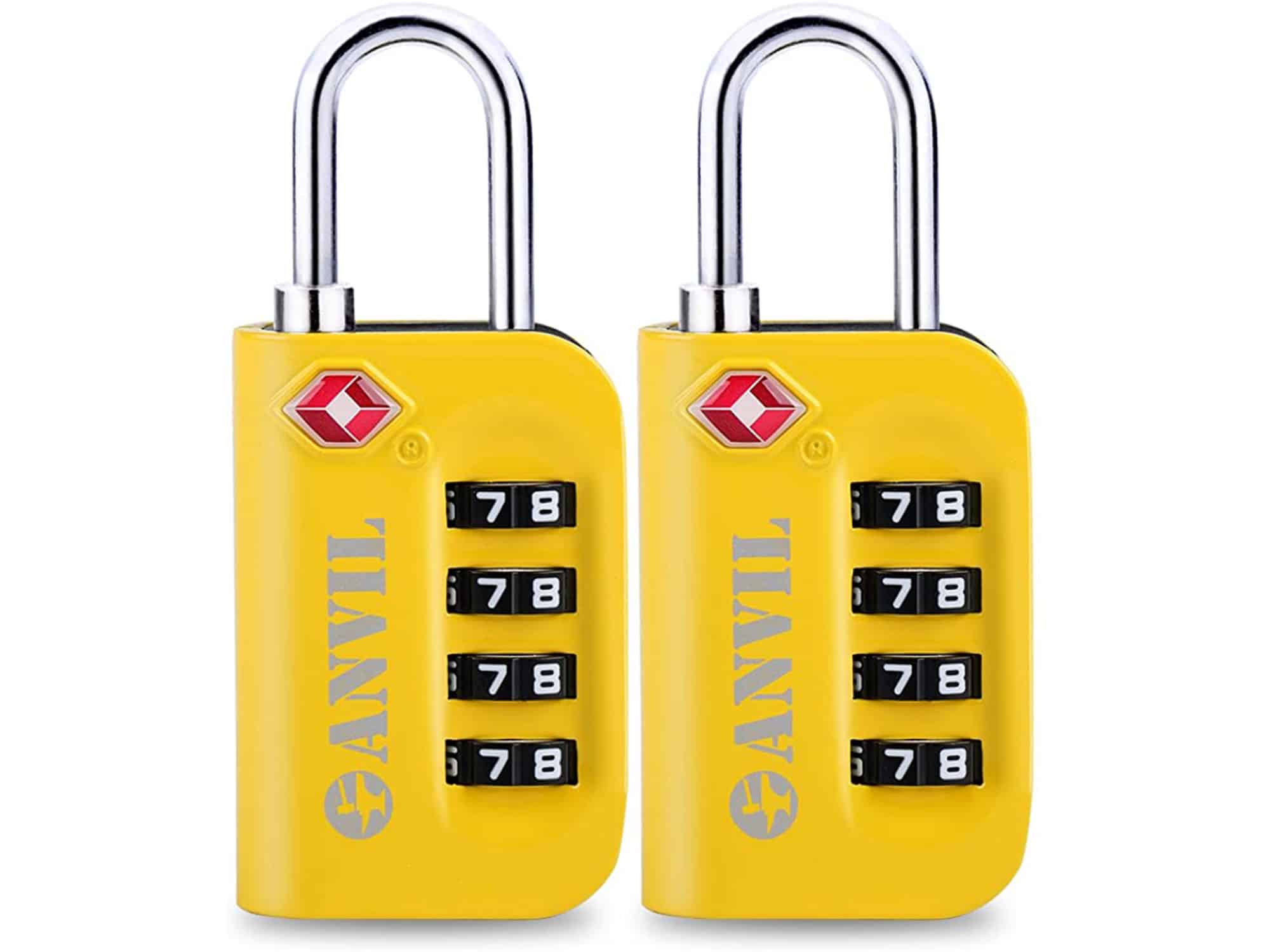 TSA Approved Luggage Lock - 4 Digit Combination Padlocks with a Hardened Steel Shackle - Travel Locks for Suitcases & Baggage