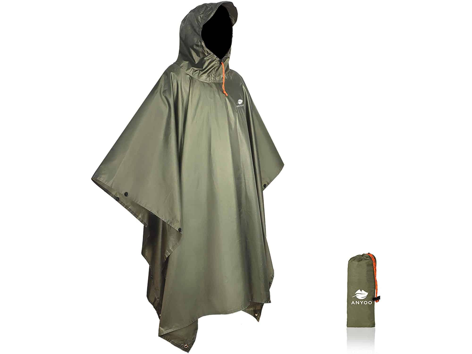 Anyoo Waterproof Rain Poncho Lightweight Reusable Hiking Hooded Coat Jacket for Outdoor Activities