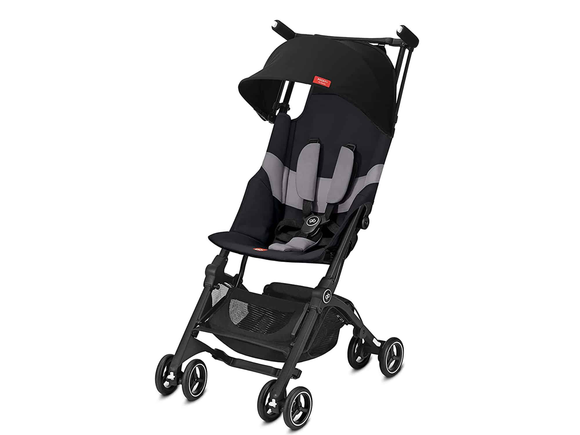 gb Pockit+ All-Terrain, Ultra Compact Lightweight Travel Stroller with Canopy and Reclining Seat in Velvet Black