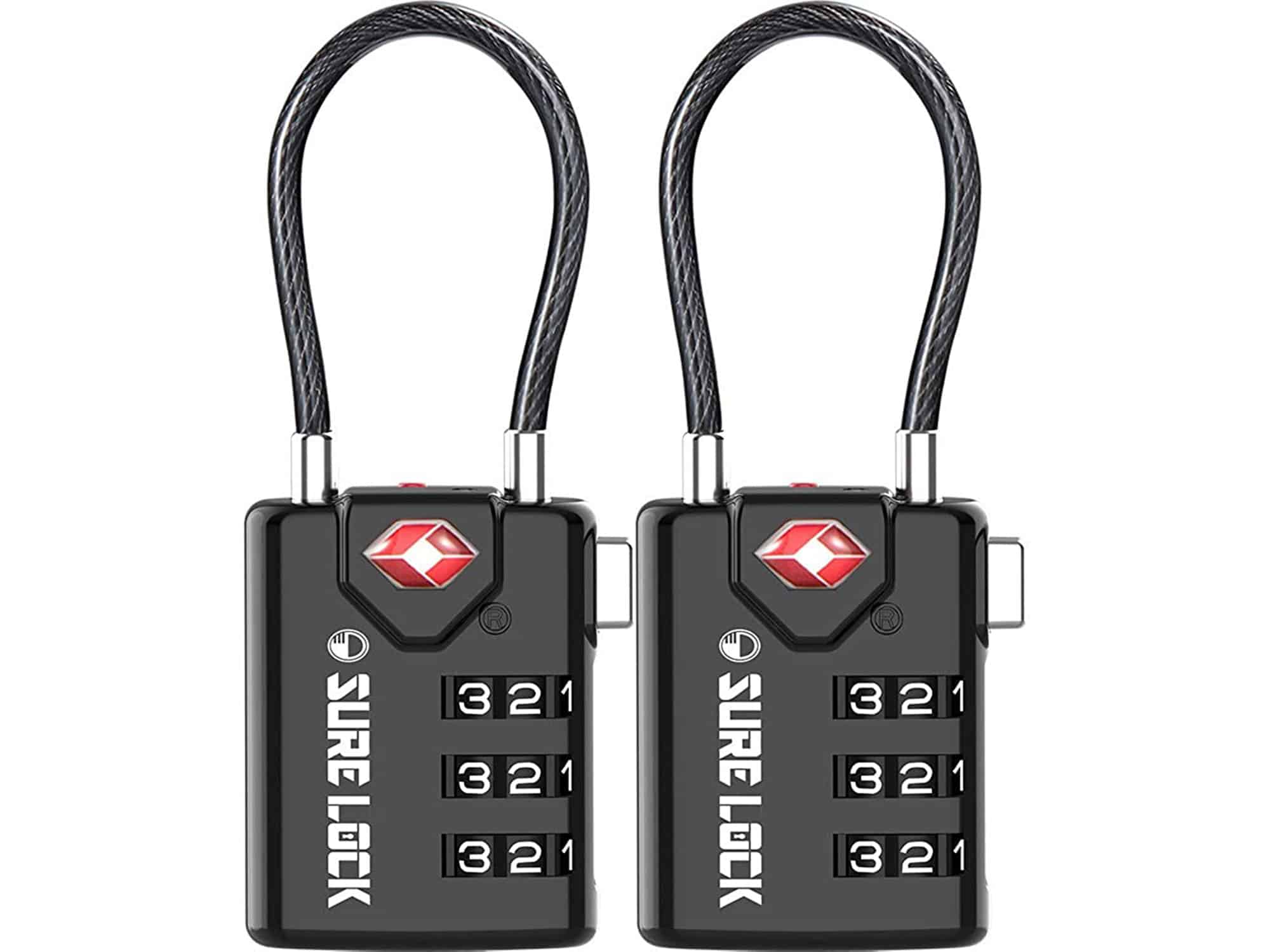 SURE LOCK TSA Compatible Travel Luggage Locks, Inspection Indicator, Easy Read Dials - 2 pack