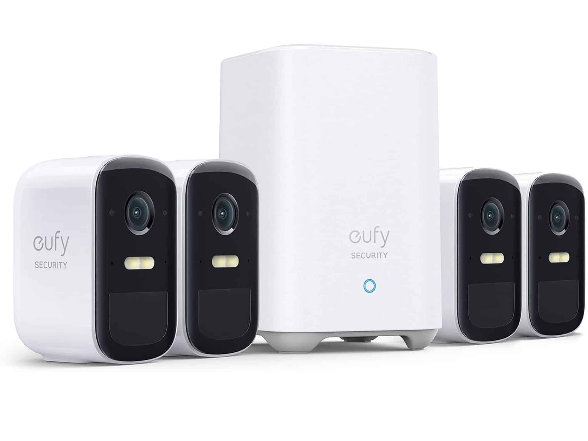 Eufy Security, eufyCam 2C Pro 4-Cam Kit, Wireless Home Security System with 2K Resolution, HomeKit Compatibility, 180-Day Battery Life, IP67, Night Vision, and No Monthly Fee.
