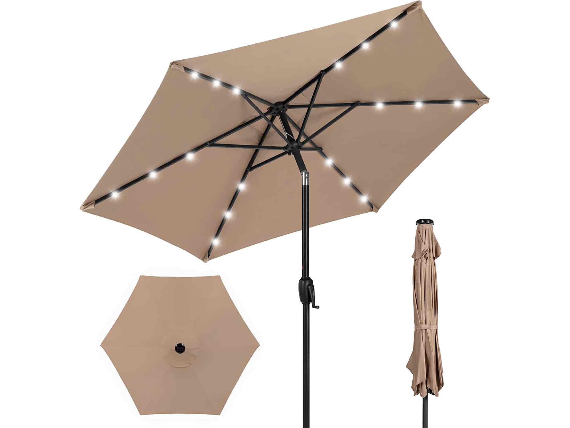 Best Choice Products 7.5ft Outdoor Solar Market Table Patio Umbrella