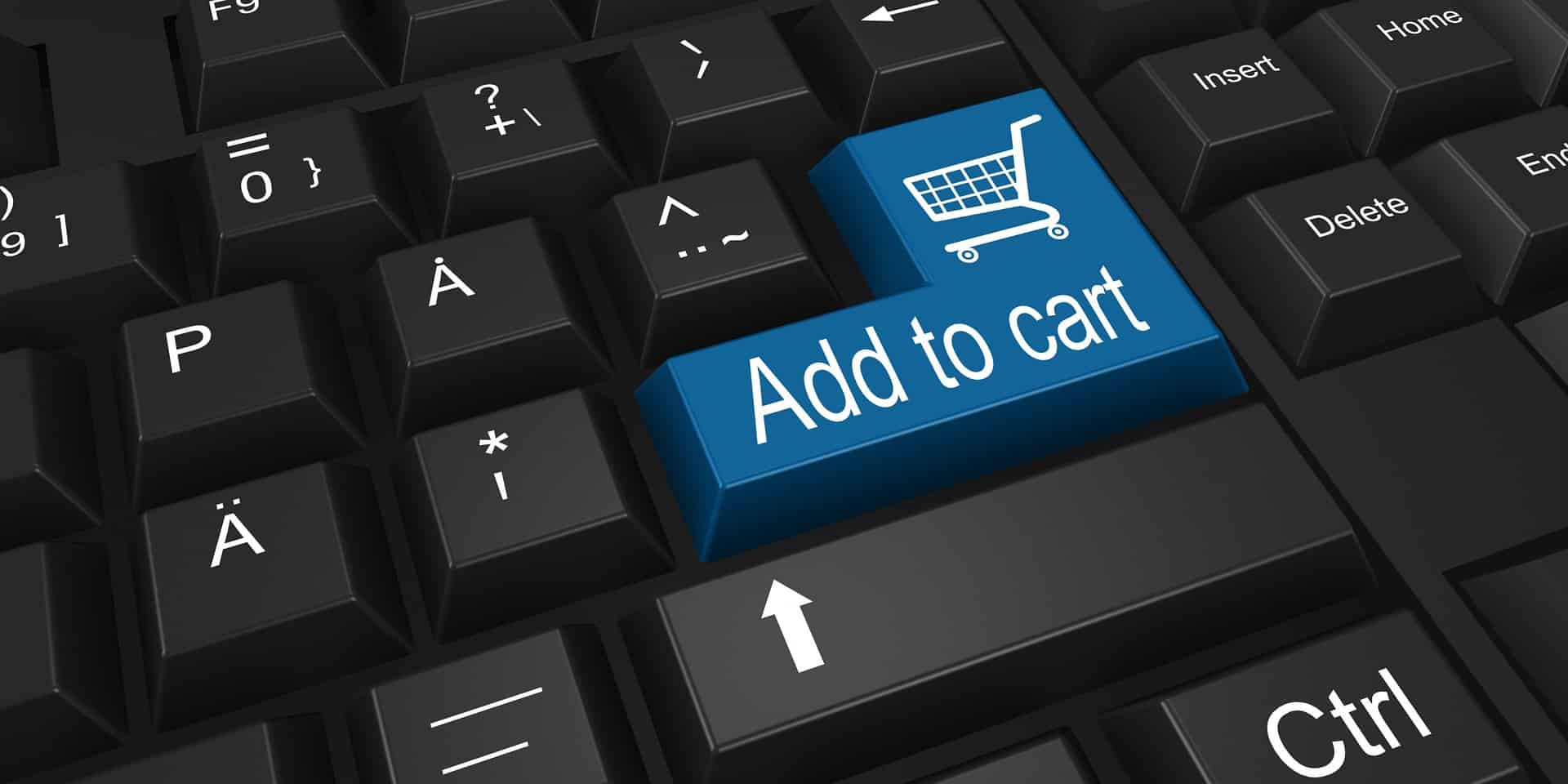 Keyboard with shopping cart icon