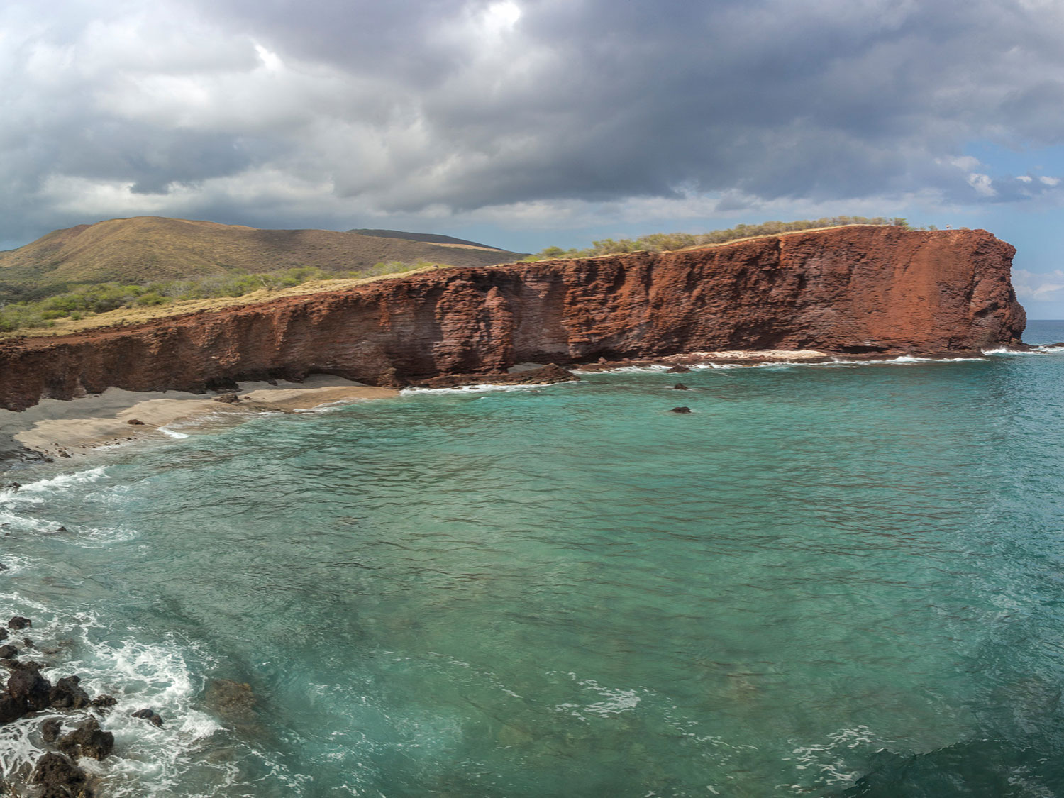 The natural landmark Pu'upehe of Four Seasons Lanai.