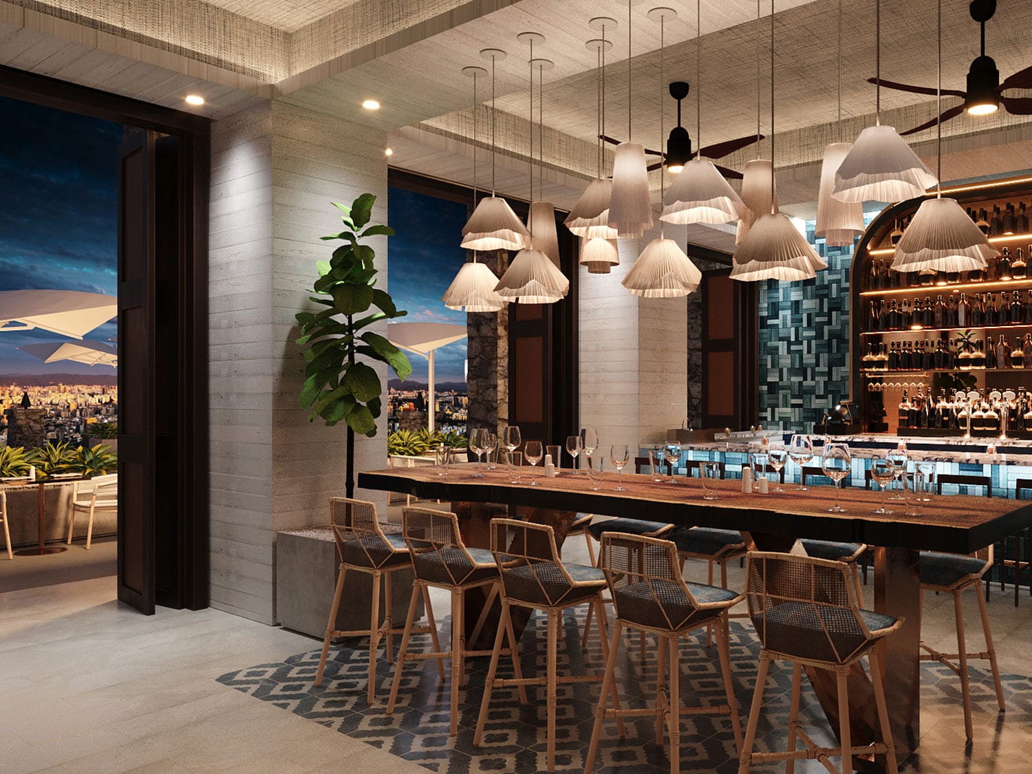 A rendering of the Sugarfin restaurant at Frenchman's Reef in St. Thomas, U.S. Virgin Islands.