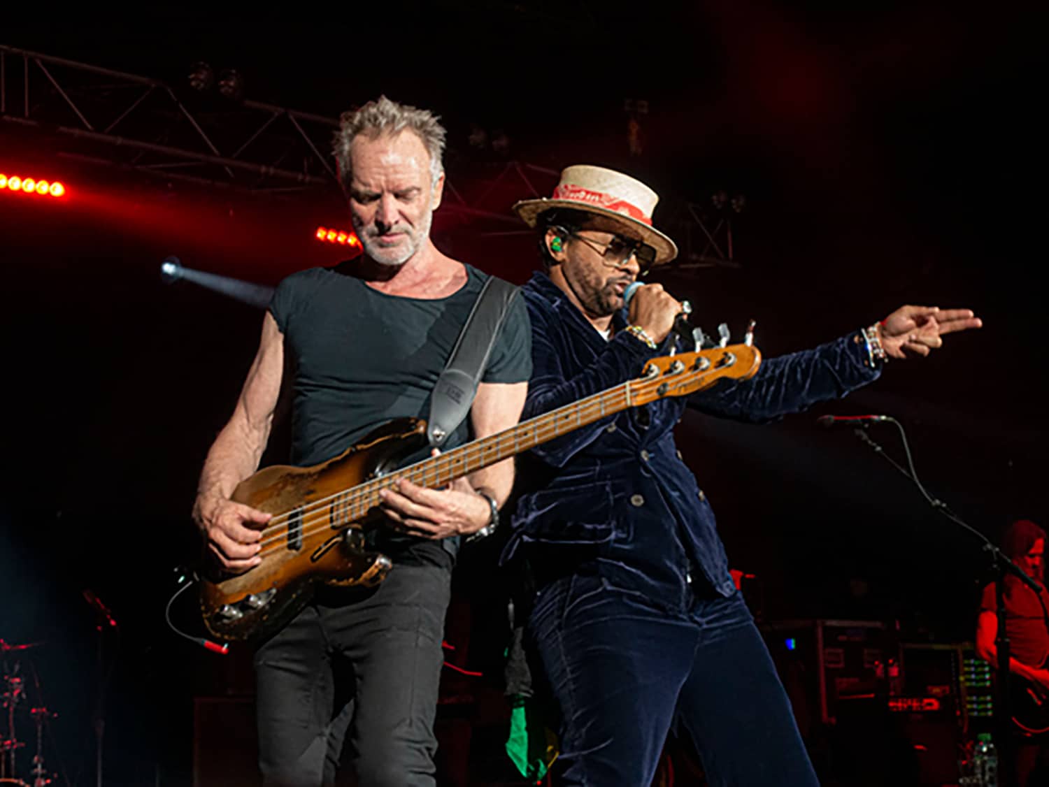 Music legends Sting and Shaggy perform together live.