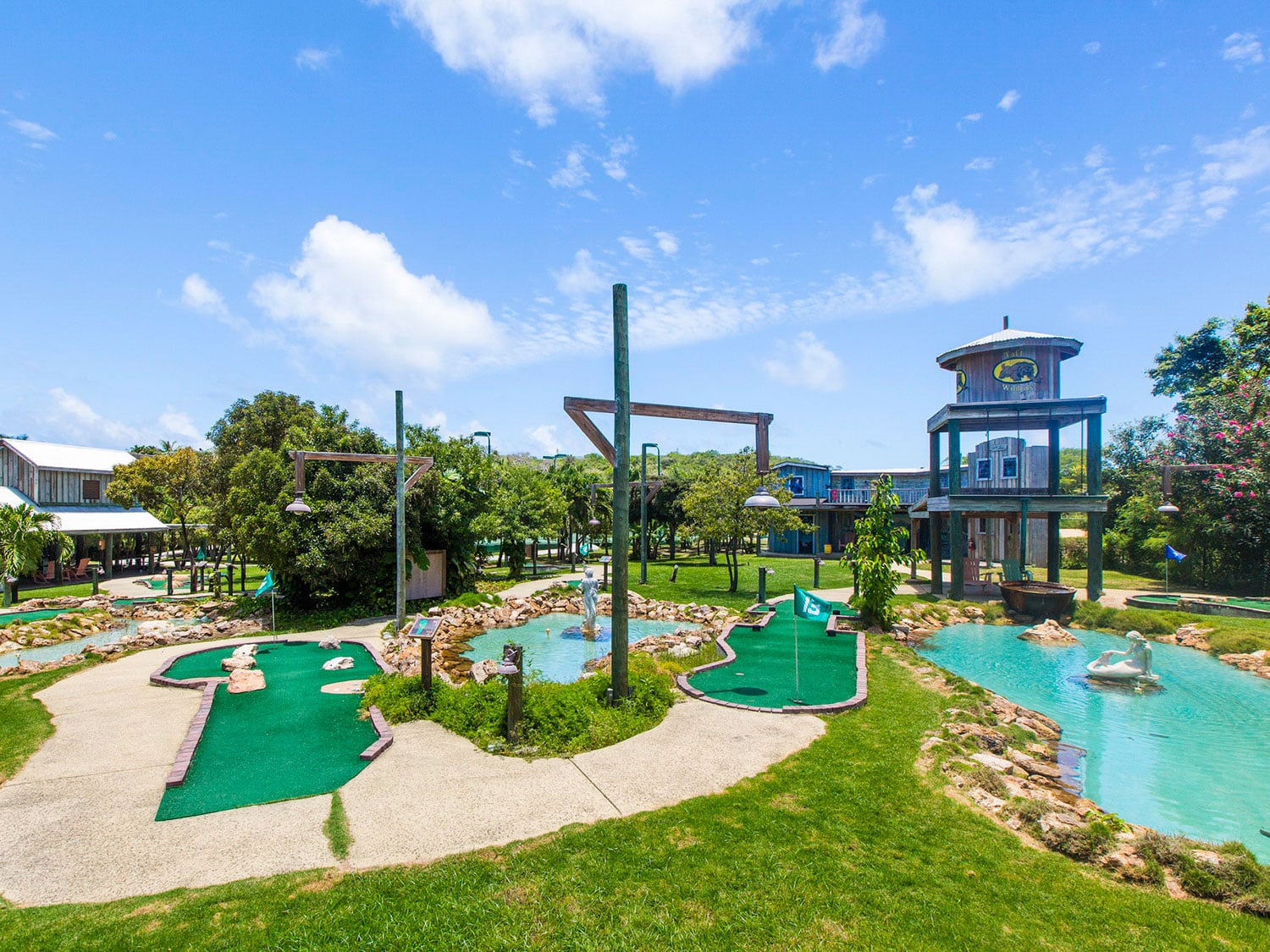 Verandah Resort and Spa in Antigua offers a variety of on-property games and activities for guests of all ages, including mini golf.