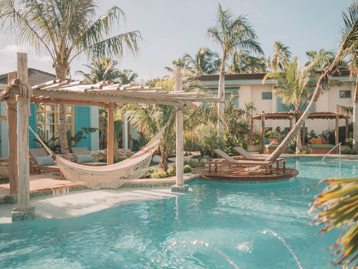 The pool and lounge area at the family-owned Boardwalk Boutique Hotel Aruba.