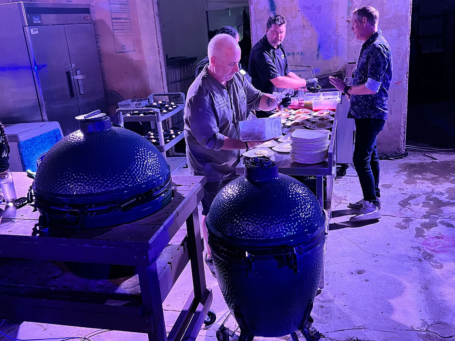 Big Green Egg Europe Executive Chef Michel Lambermon and Divi and Chef Paul from Tamarijn Aruba All Inclusives prepare dinners in downtown San Nicolas, Aruba, during the 2022 Aruba Art Festival and Fusion Pop-up Restaurant.