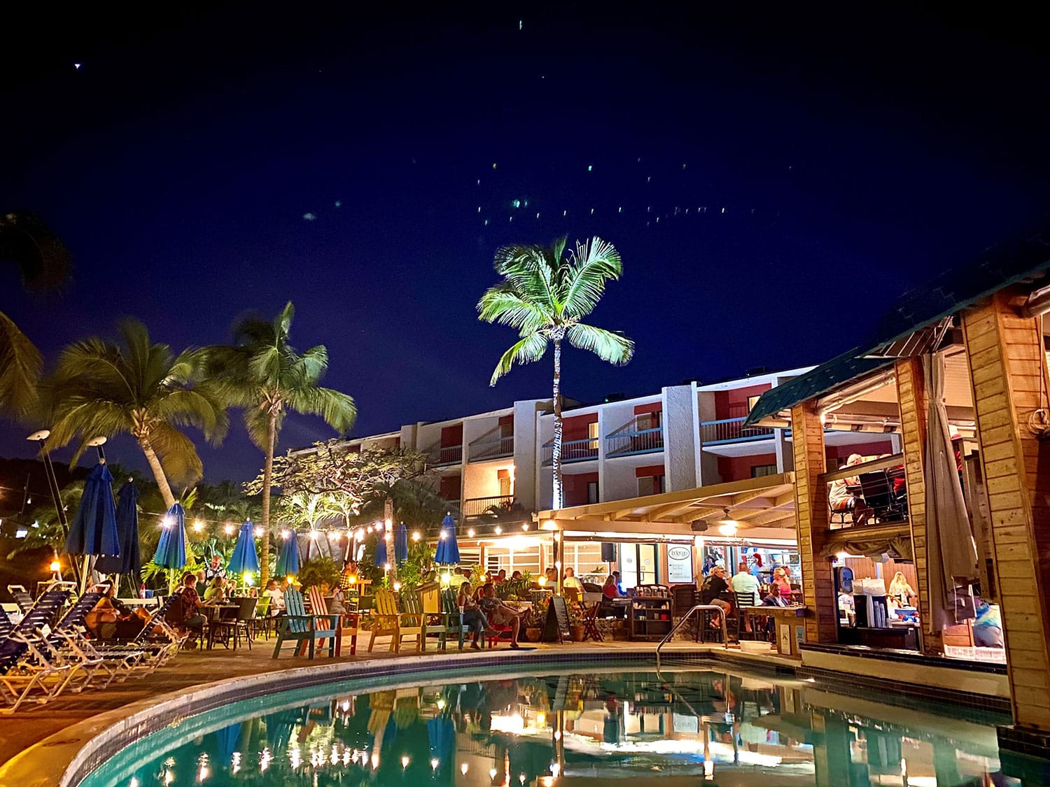 The nightlife at Bolongo Bay Beach Resort in St. Thomas, U.S. Virgin Islands.