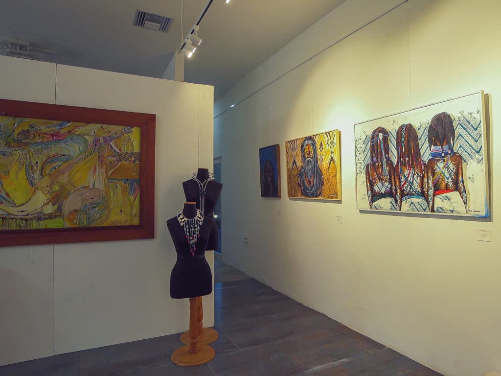 Artwork on display in downtown San Nicolas, Aruba, on the first night of the 2022 Aruba Art Festival and Fusion Pop-up Restaurant.