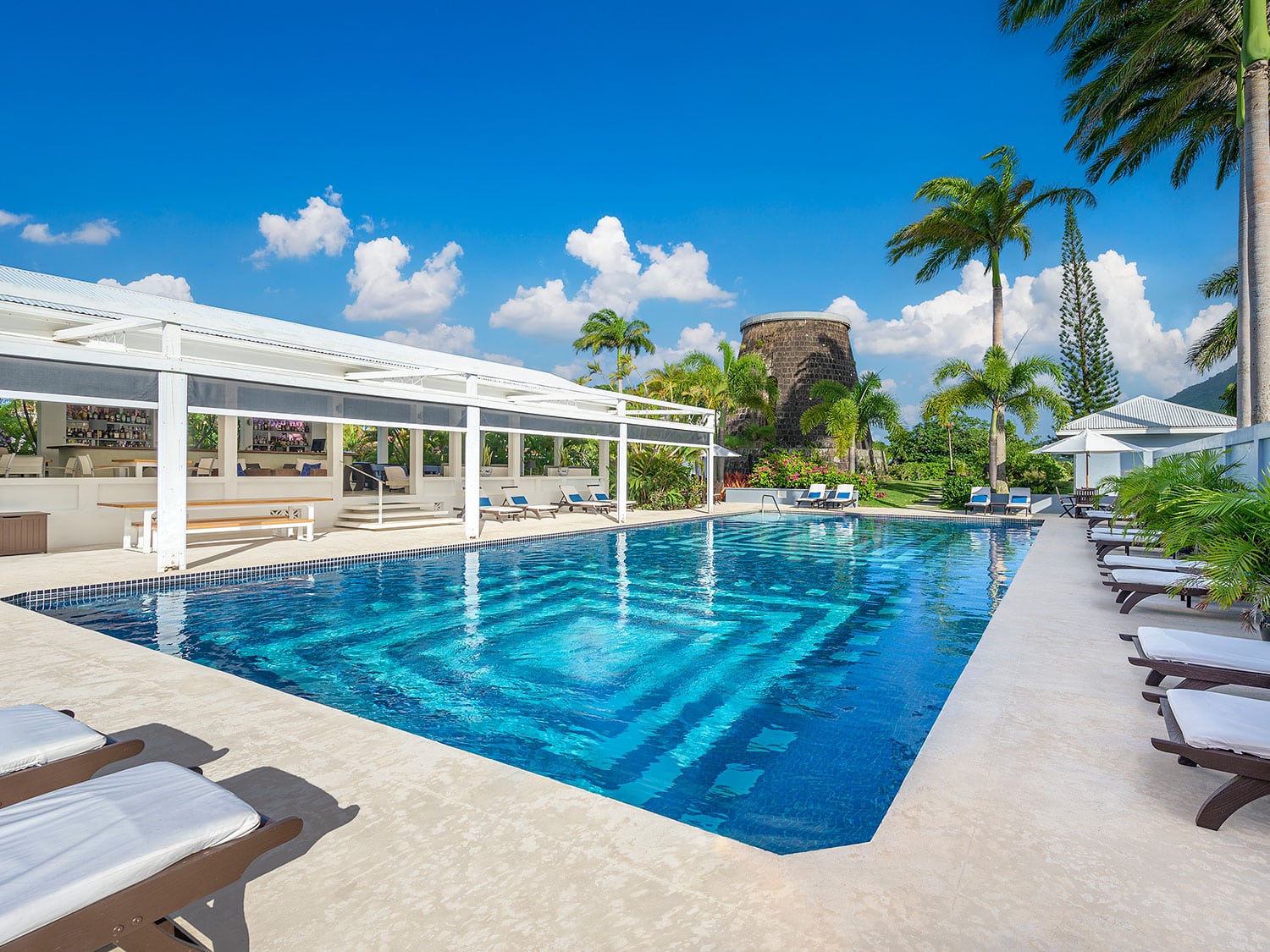 The pool at Montpelier Plantation and Beach on the small Caribbean island of Nevis.