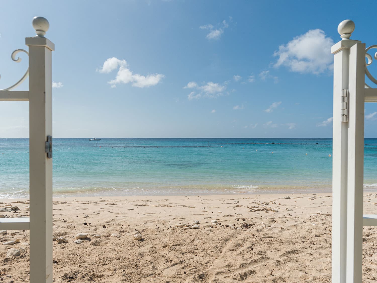 The beach adjacent to the Villa Tamarindo rental property in the Caribbean island of Barbados.