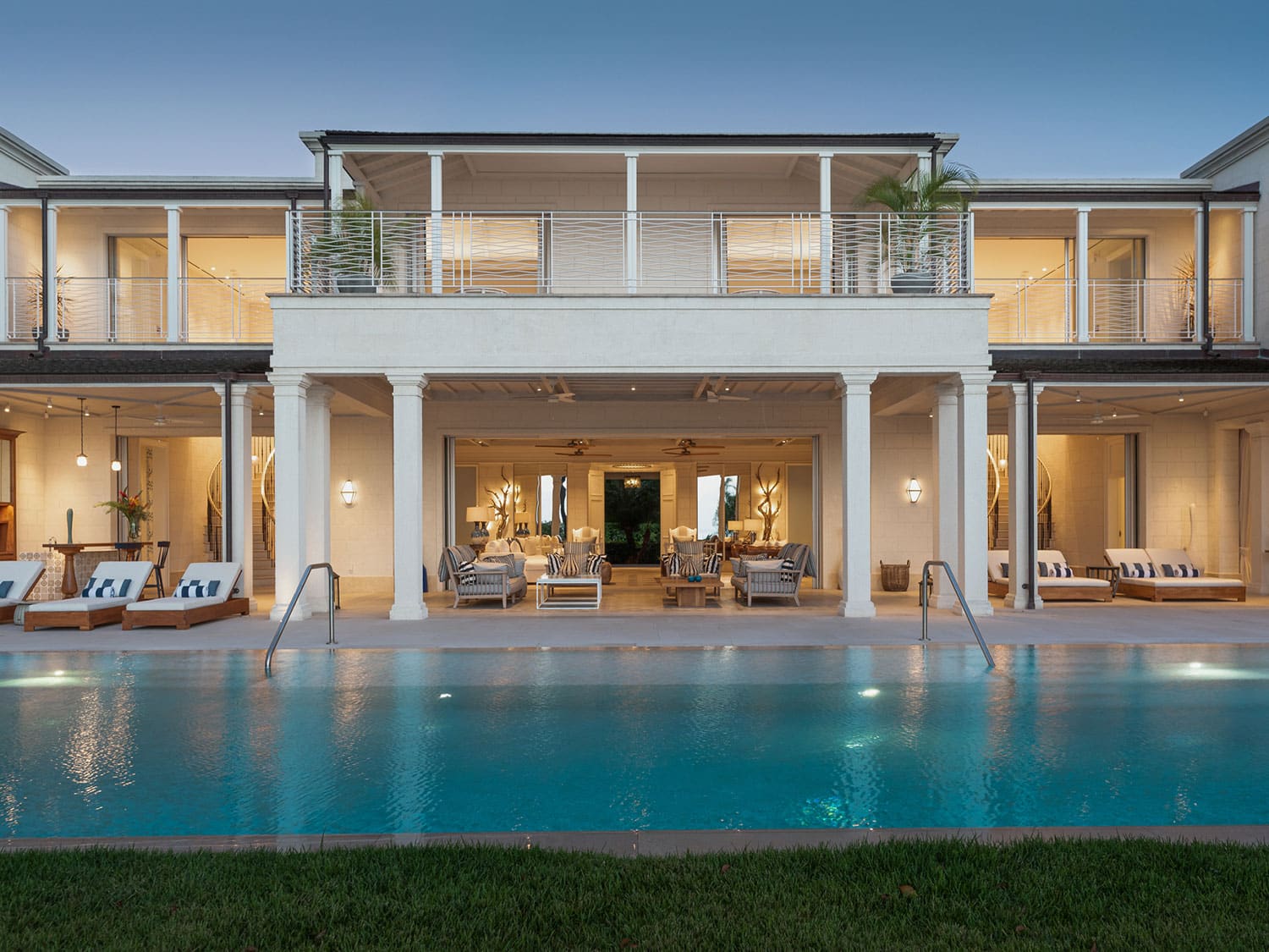 The extravagant pool at the Villa Tamarindo rental property in the Caribbean island of Barbados.