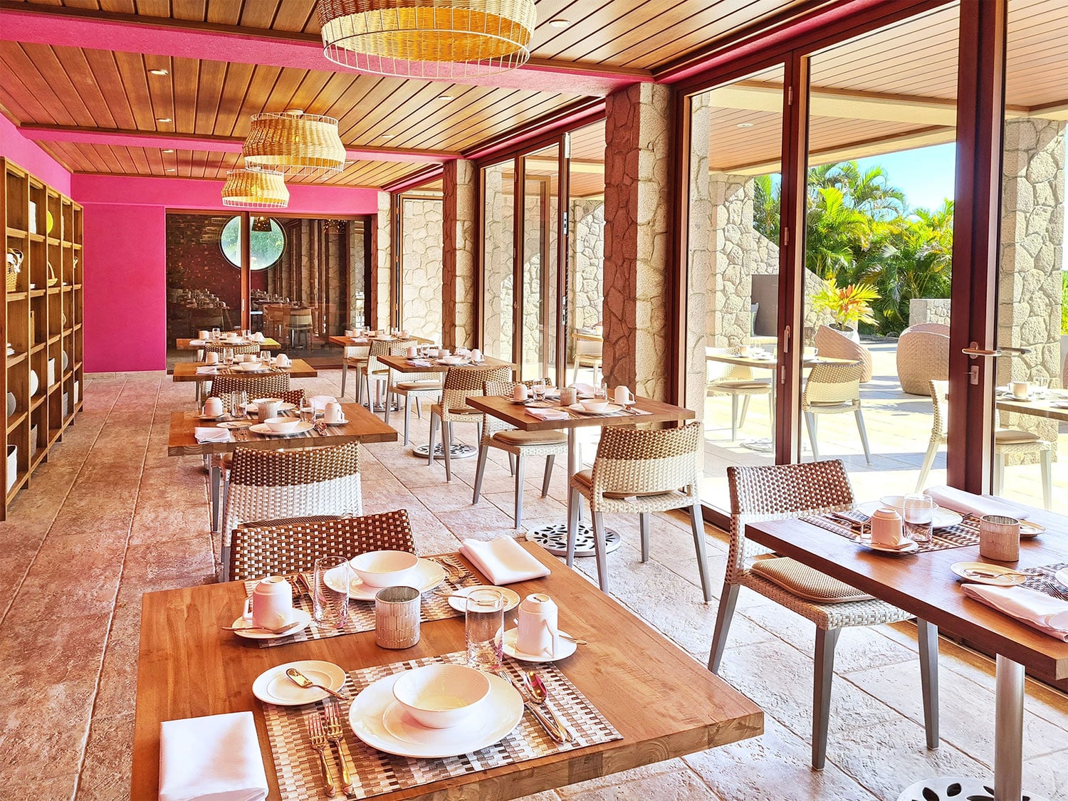 The dining room at the Mesa restaurant in Coulibri Ridge on the Caribbean island of Dominica.
