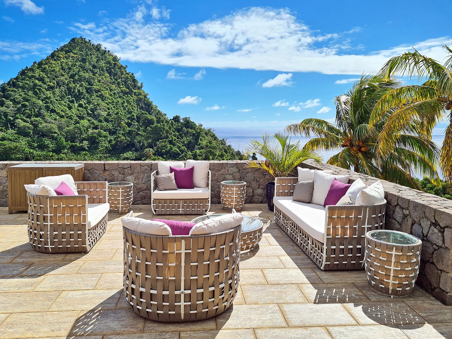The view from one of the terraces at Coulibri Ridge on the Caribbean island of Dominica.