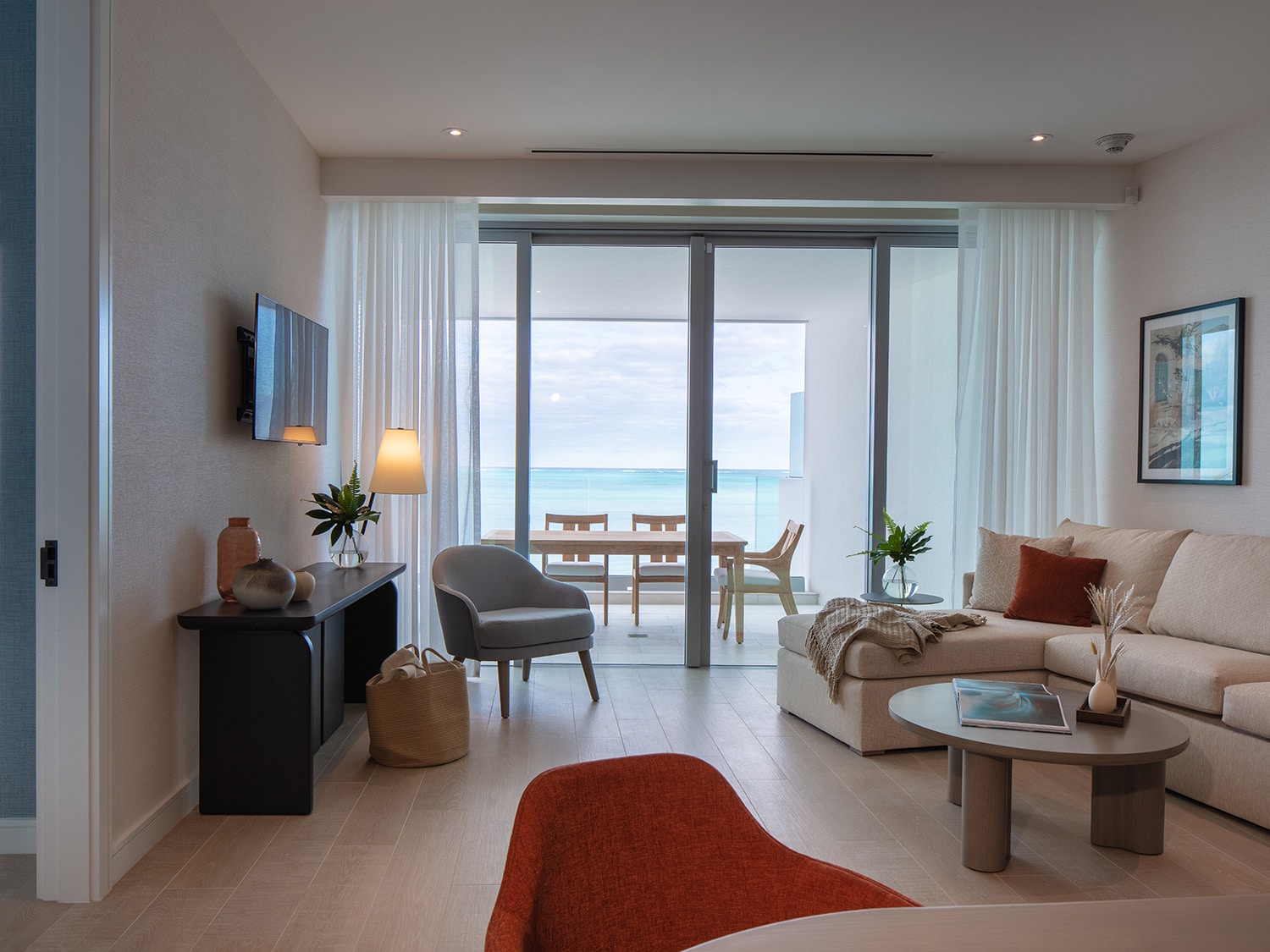 The interior of a two-bedroom suite at the new Goldwynn Resort and Residences on Cable Beach in Nassau, Bahamas.