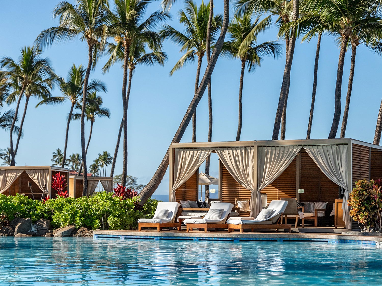Some of the new pool cabanas at Grand Wailea Maui, A Waldorf Astoria Resort.