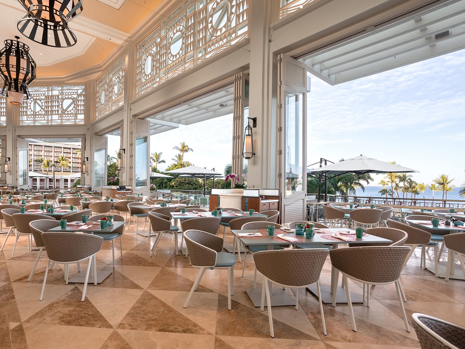 The newly renovated breakfast restaurant Ikena at the Grand Wailea Maui, A Waldorf Astoria Resort.