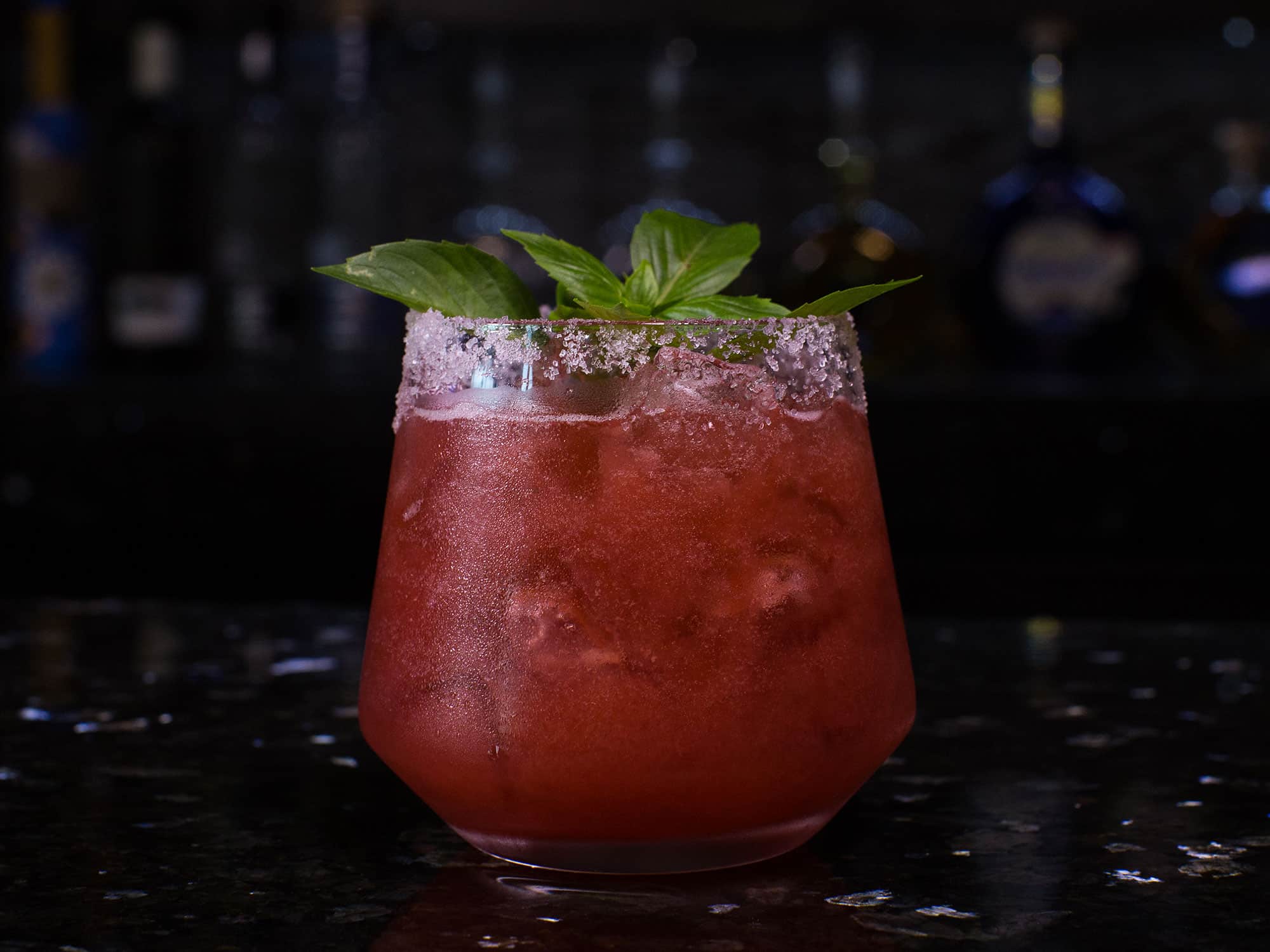 The Strawberry Basilita margarita from the lobby bar at the JW Marriott Cancun Resort and Spa.