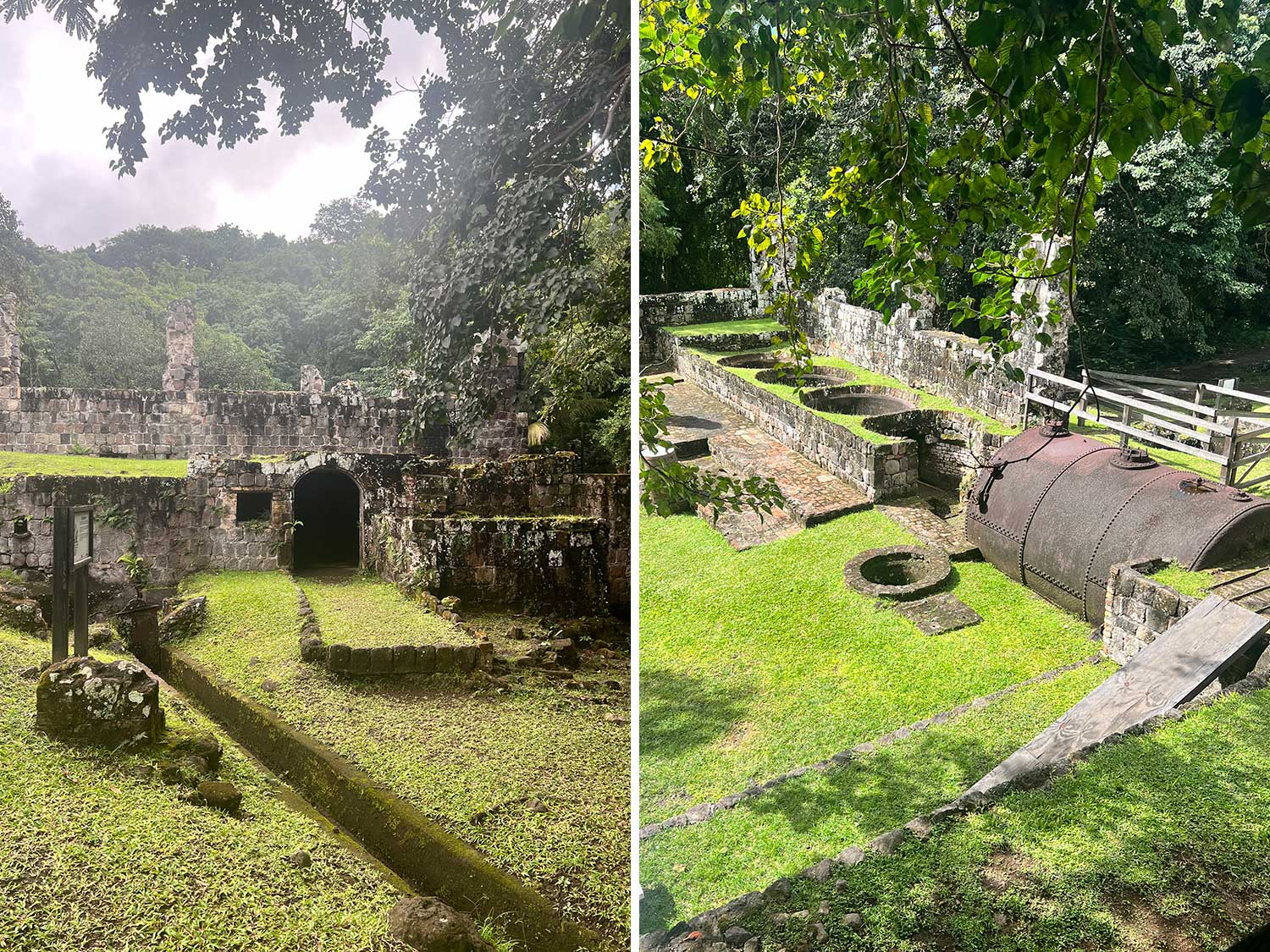 The remains of the 18th century sugar plantation and 17th century rum distillery at the Wingfield Estate on the Caribbean island of St. Kitts.