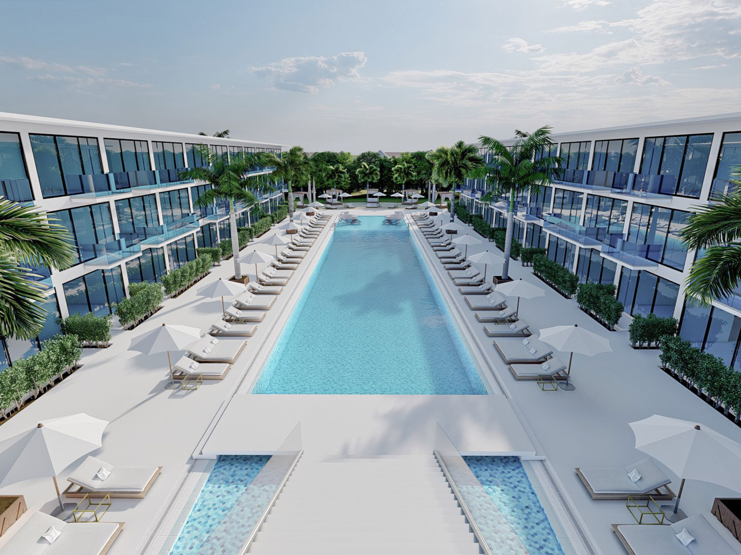 The long pool at the boutique Cas en Bas hotel and residences on the Caribbean island of St. Lucia.