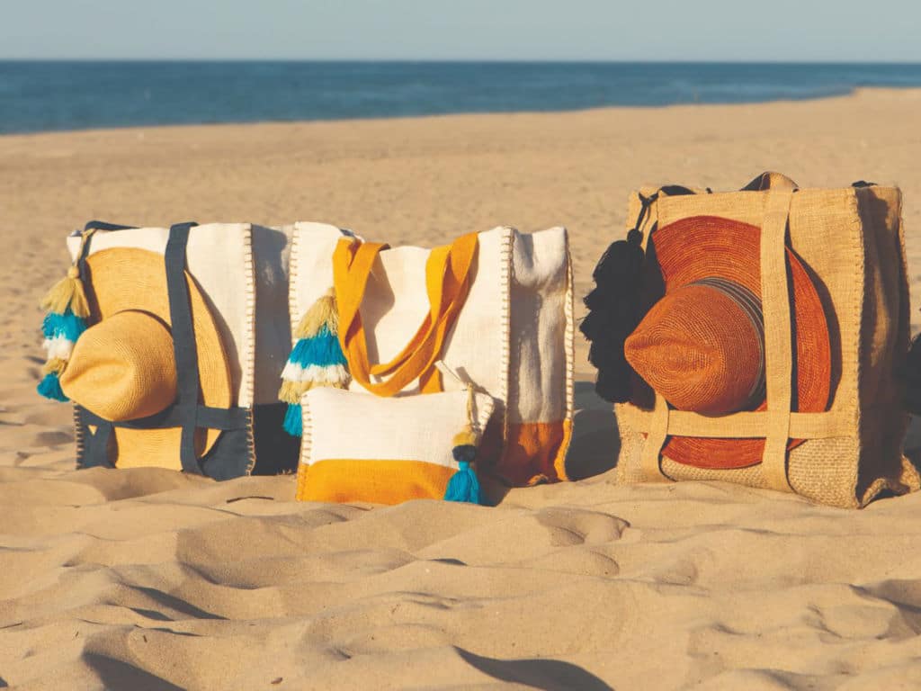 The Suncatcher beach totes from designer Sidney Byron.