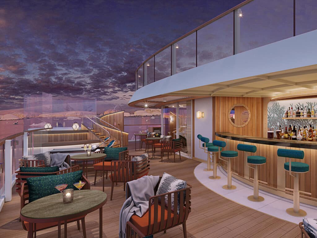 The Sky Bar on the new Seabourn Pursuit cruise ship.