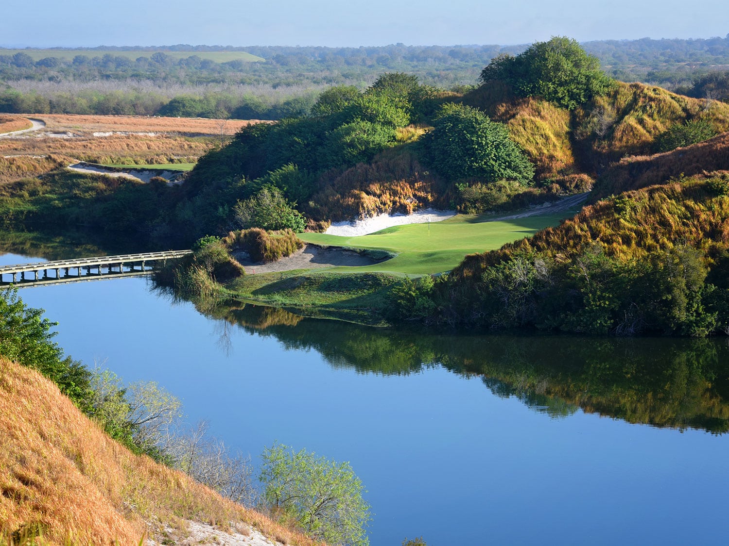 One of the incredible holes on the Streamsong Blue golf course located at the Streamsong resort in Central Florida.