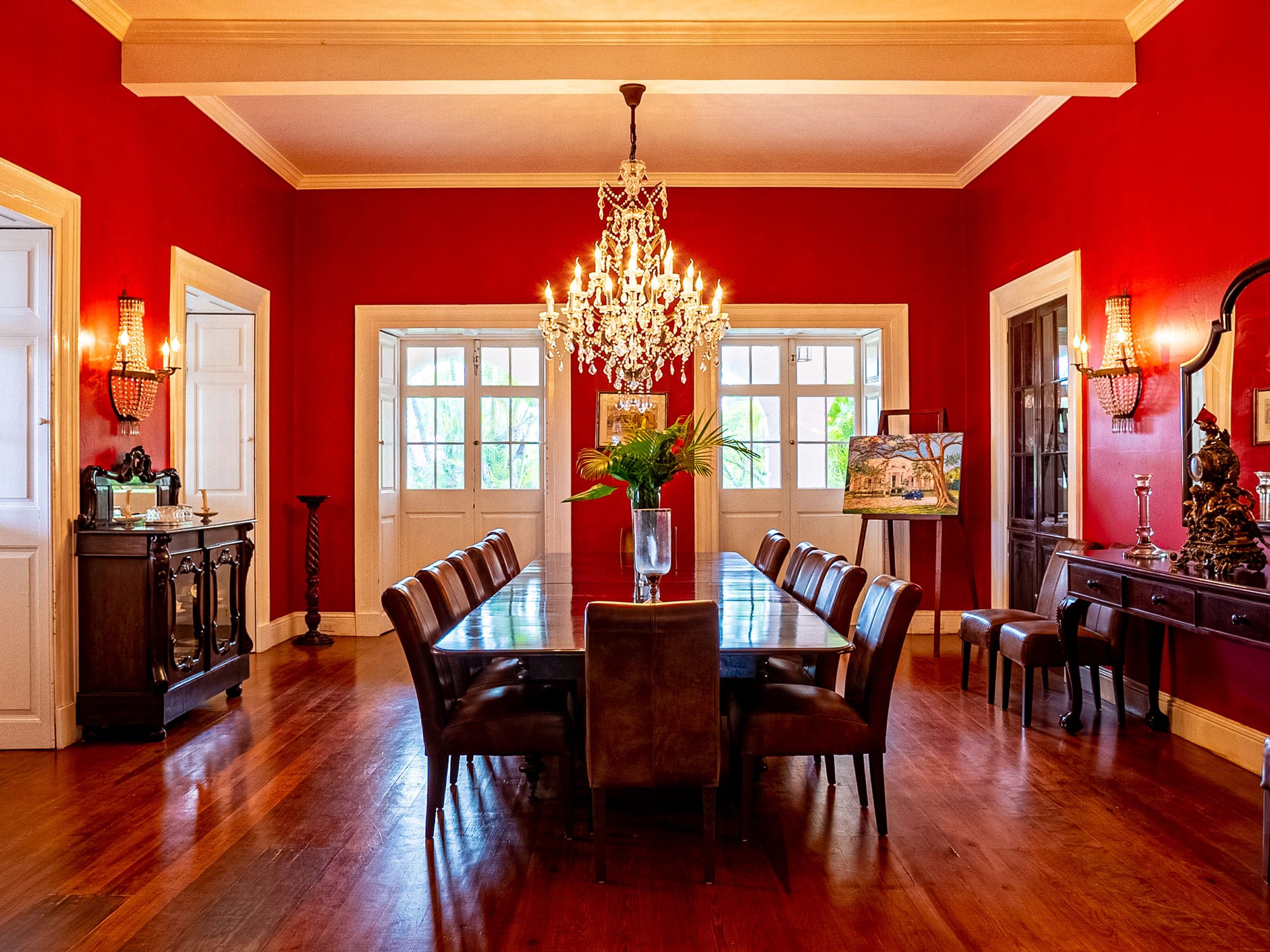 The dining room inside the Clifton Hall Great House on the Caribbean island of Barbados.