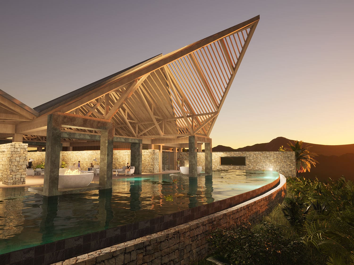 A digital rendering of a hillside property at Cabot Saint Lucia in the Caribbean.