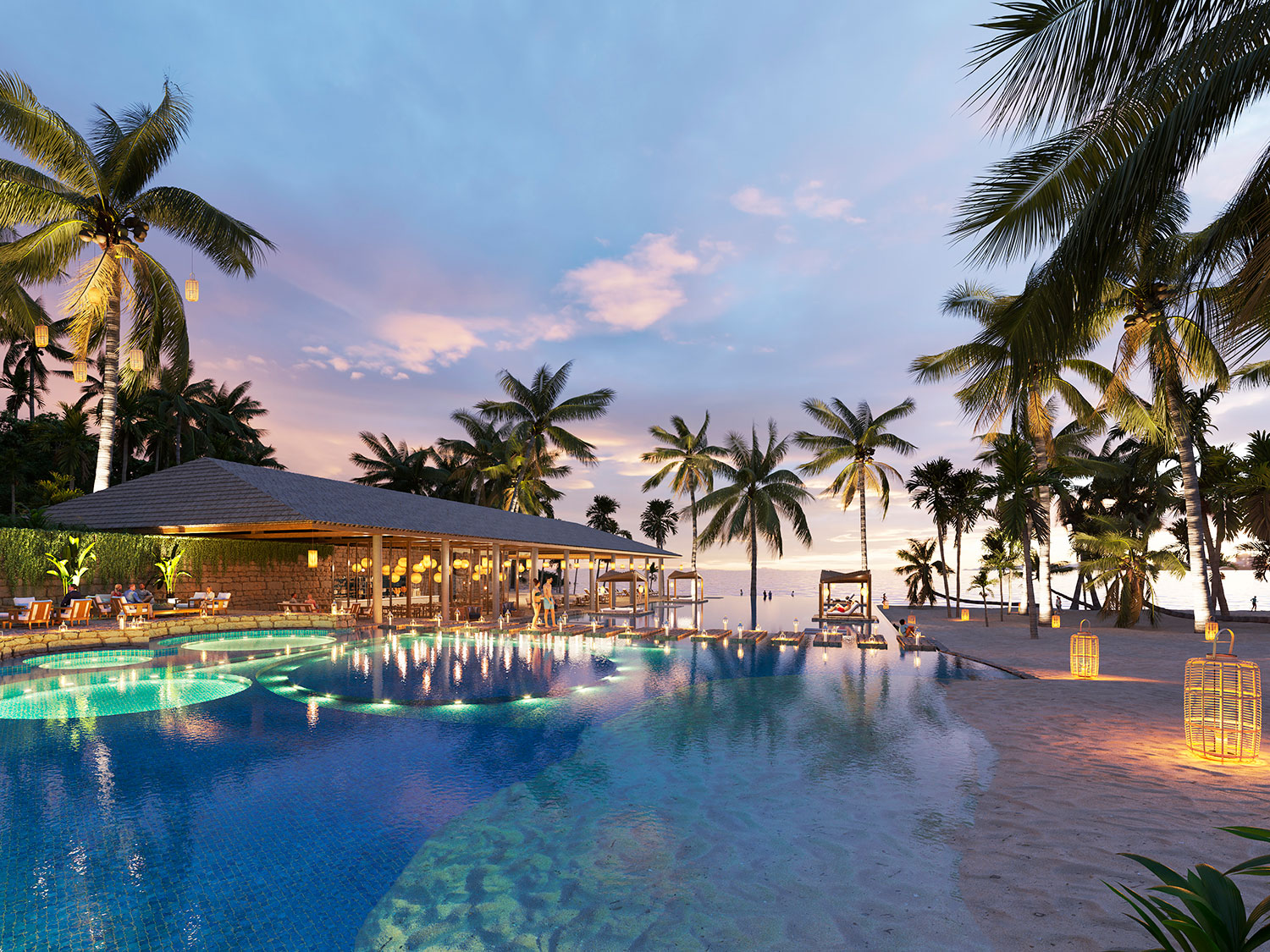 A digital rendering of the pool at Cabot Saint Lucia in the Caribbean.