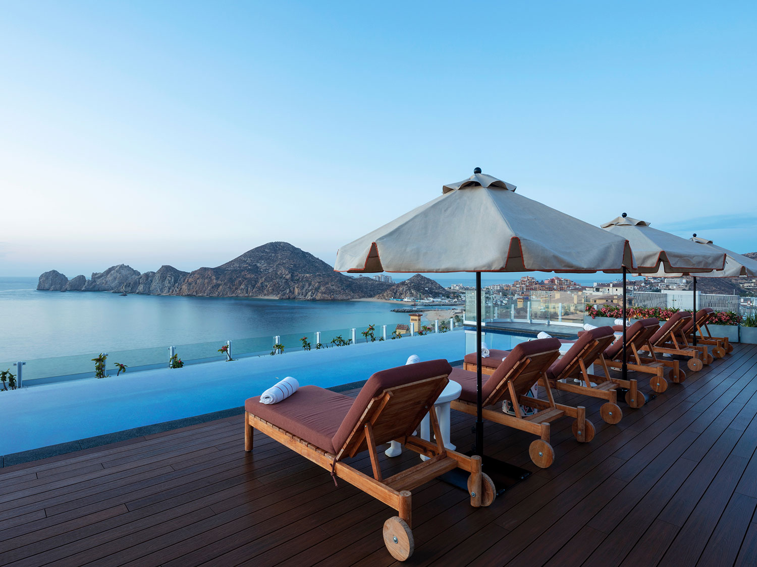 The elevated pool and view from the Corazon Cabo resort in Mexico.