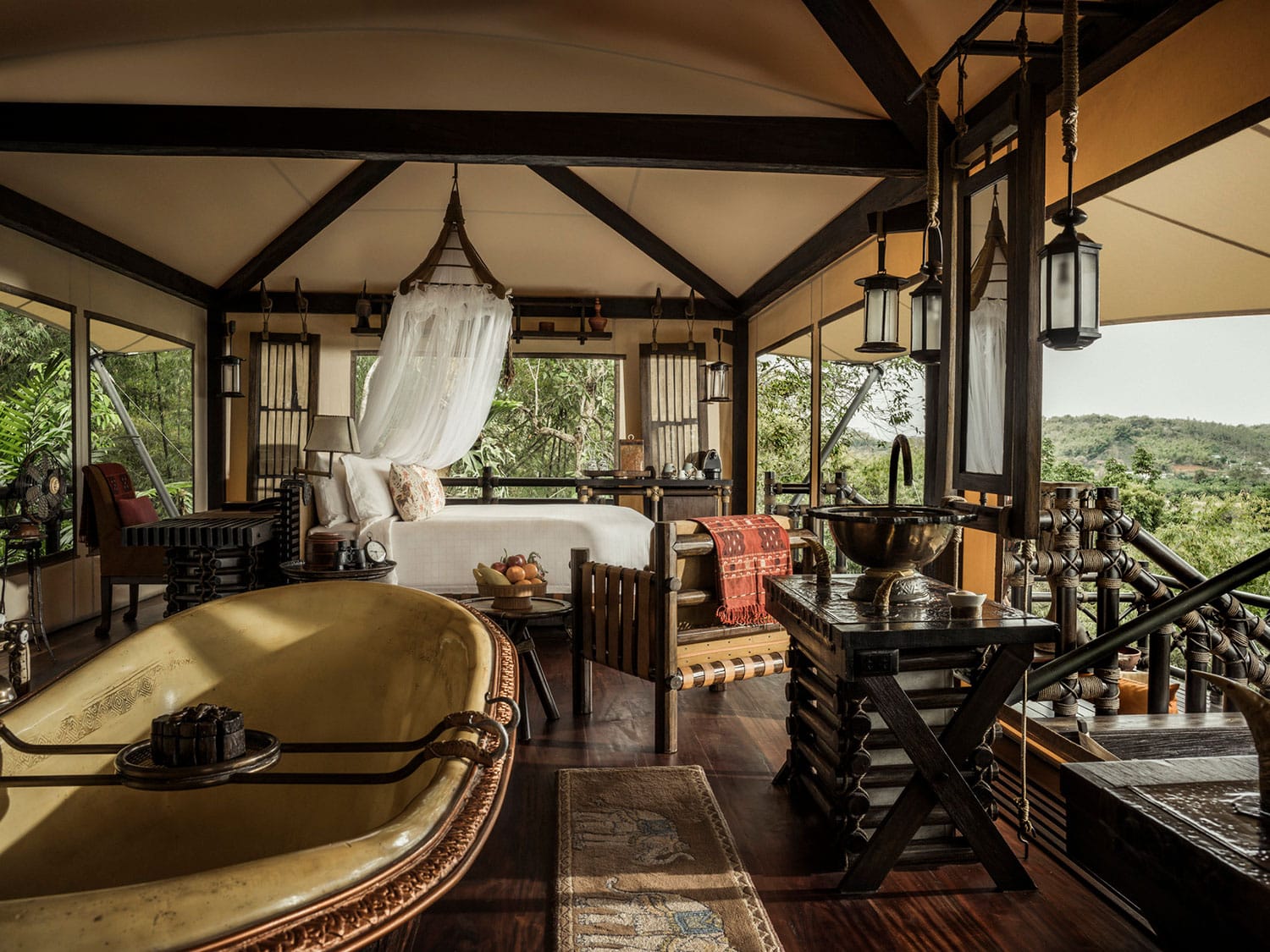 One of the tent experiences at the Four Seasons Tented Camp, Golden Triangle, in Thailand.