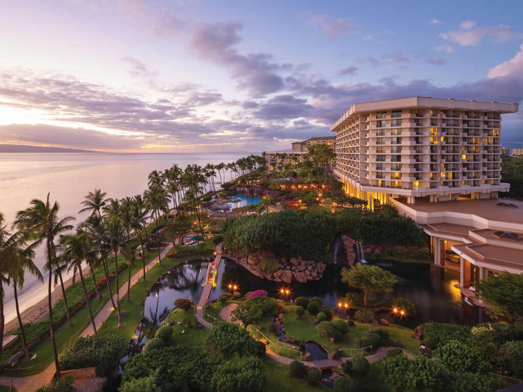 An exterior view of the property at the Hyatt Regency Maui resort in Hawaii.