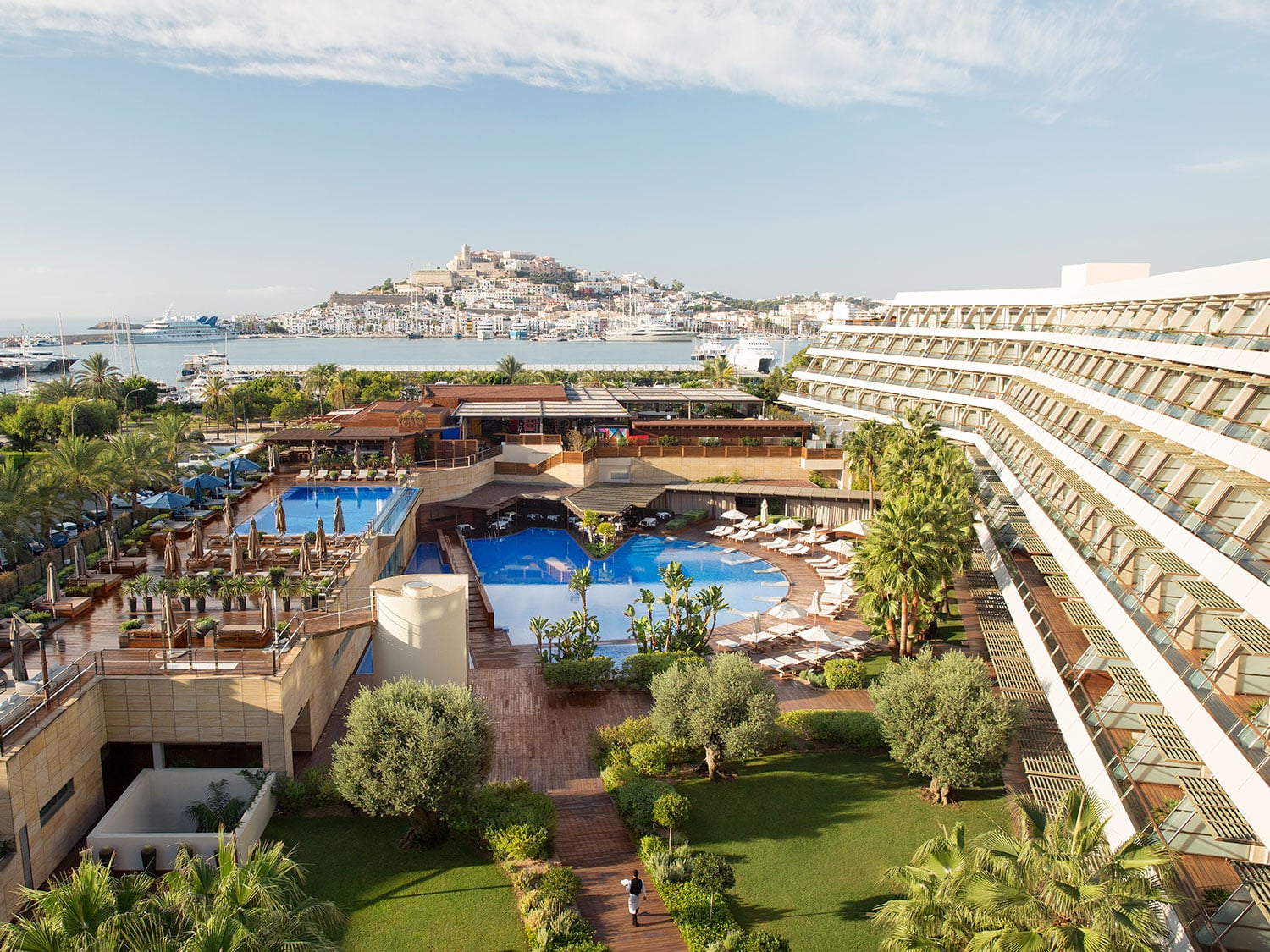 An aerial exterior view of Ibiza Gran Hotel in Spain’s Balearic Islands.
