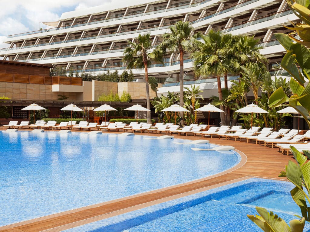 The pool at Ibiza Gran Hotel in Spain’s Balearic Islands.