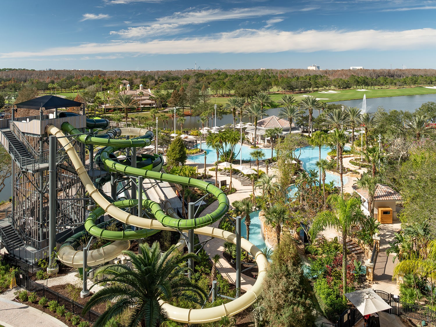The spacious water park at the JW Marriott Orlando, Grande Lakes, resort in Orlando, Florida.