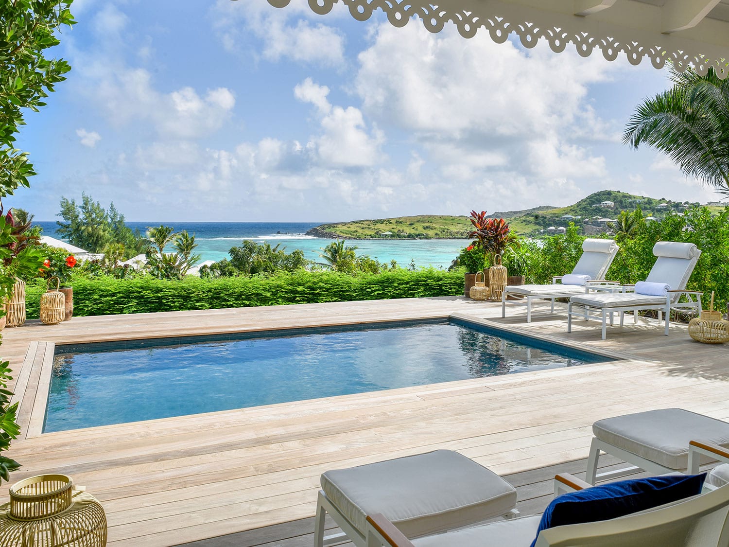 A view from the guest suite at Rosewood Le Guanahani on the Caribbean island of St. Barth.