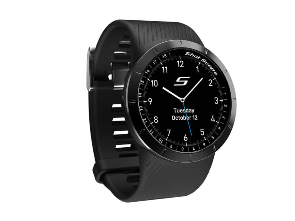 The Shot Scope X5 GPS Golf Watch in black.