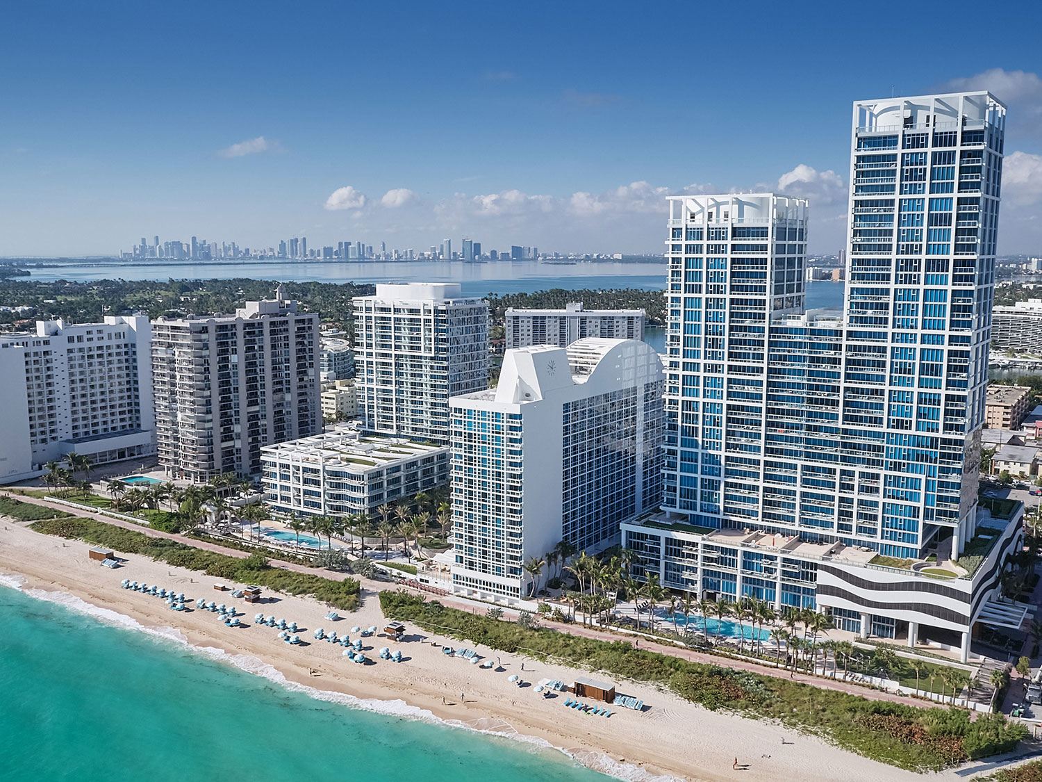 An aerial view of the Carillon Miami Wellness Resort in Miami, Florida.