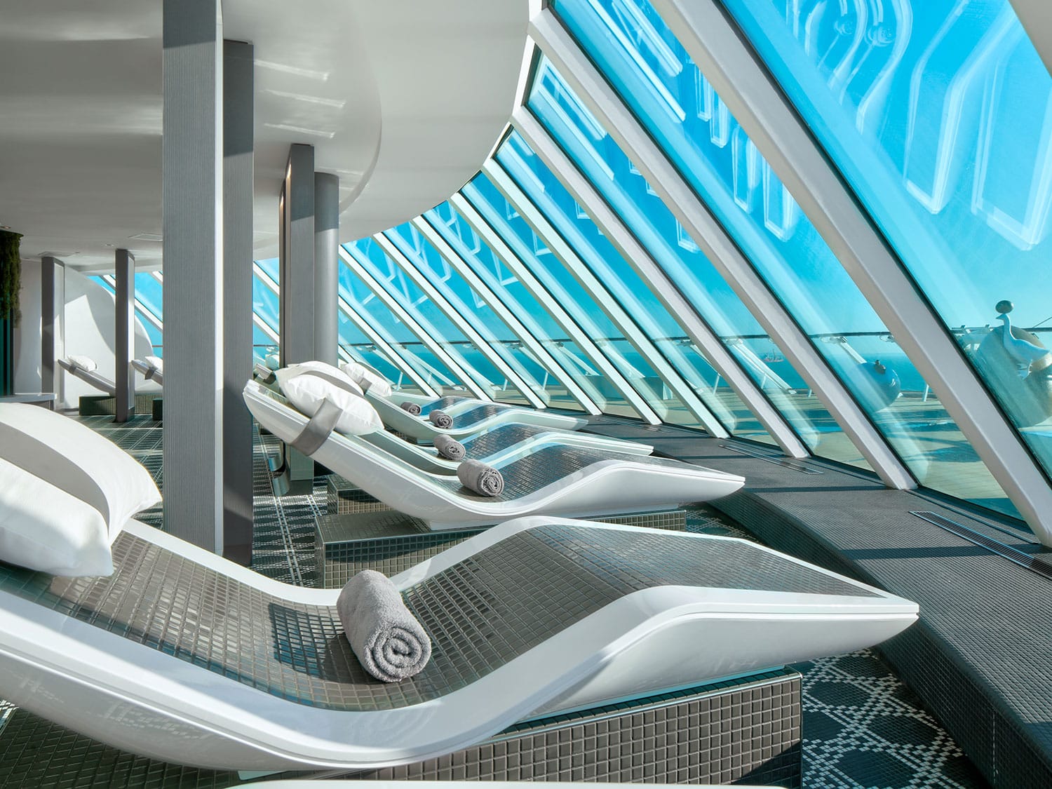 The interior of the SEA Thermal Suite on the Celebrity beyond cruise ship from Celebrity Cruises.