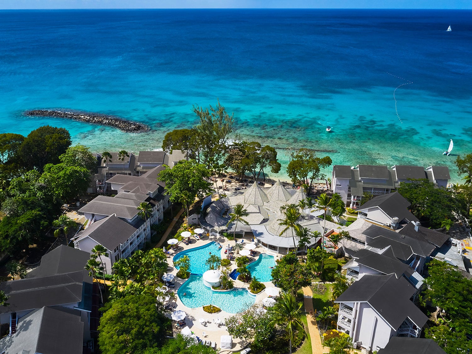 An aerial view of The Club in Barbados, part of Elite Islands Resorts.