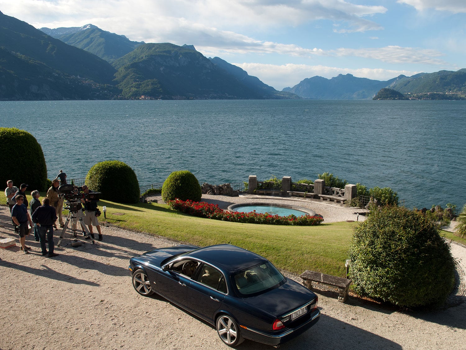 A film crew shoots scenes for the James Bond film Casino Royale in Lake Como, Italy.